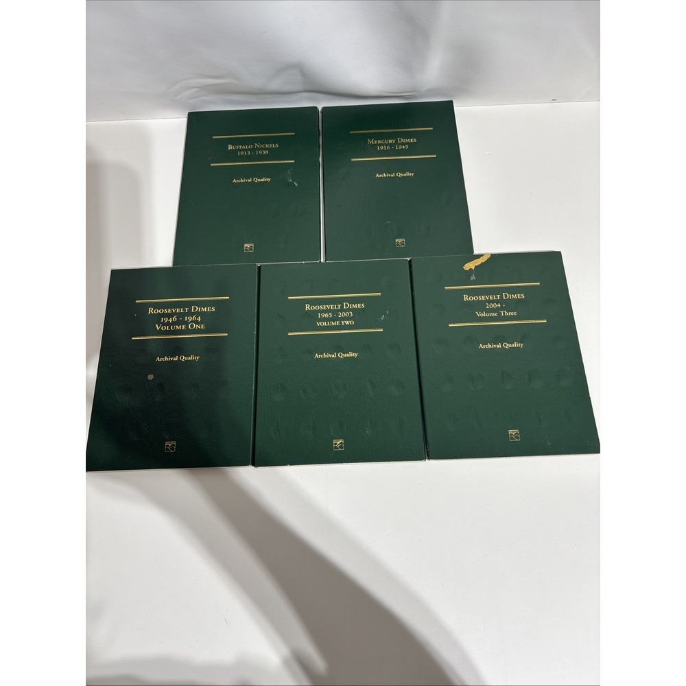 Littleton Roosevelt Dimes Coin Books‎ Lot of 5 1913-2004 Used Archival Quality